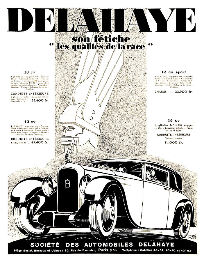 1928 - Delehaye Automobile Advertisement Digital Art by John Madison