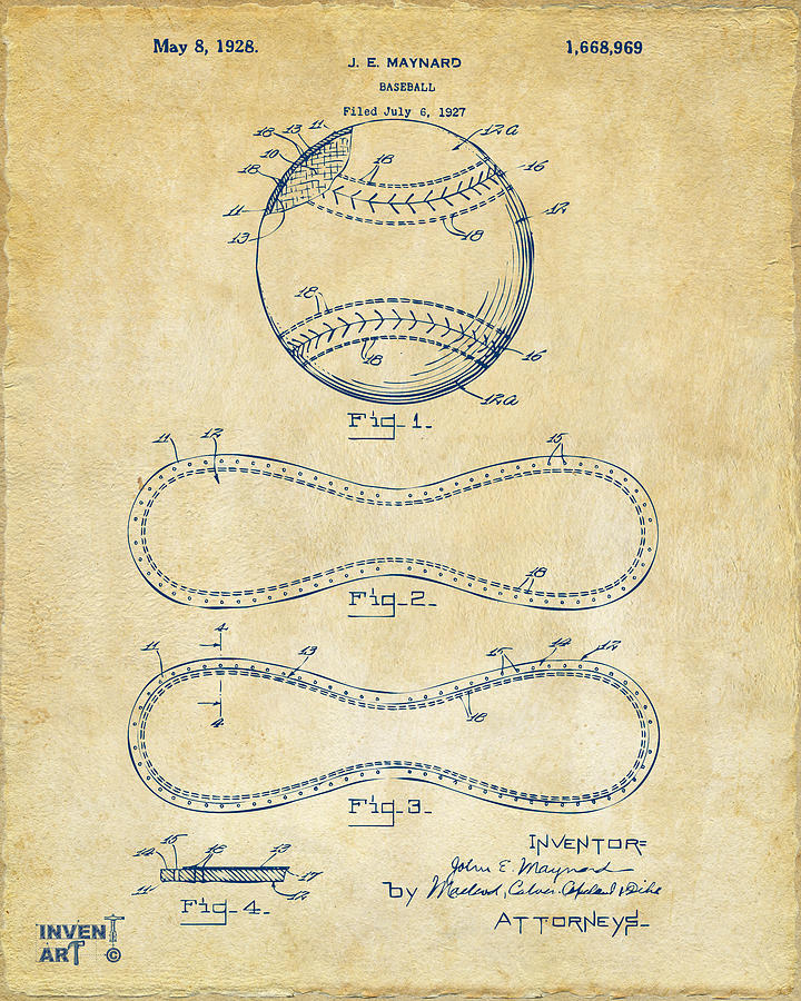 1928 Baseball Patent Artwork Vintage Digital Art by Nikki Marie Smith