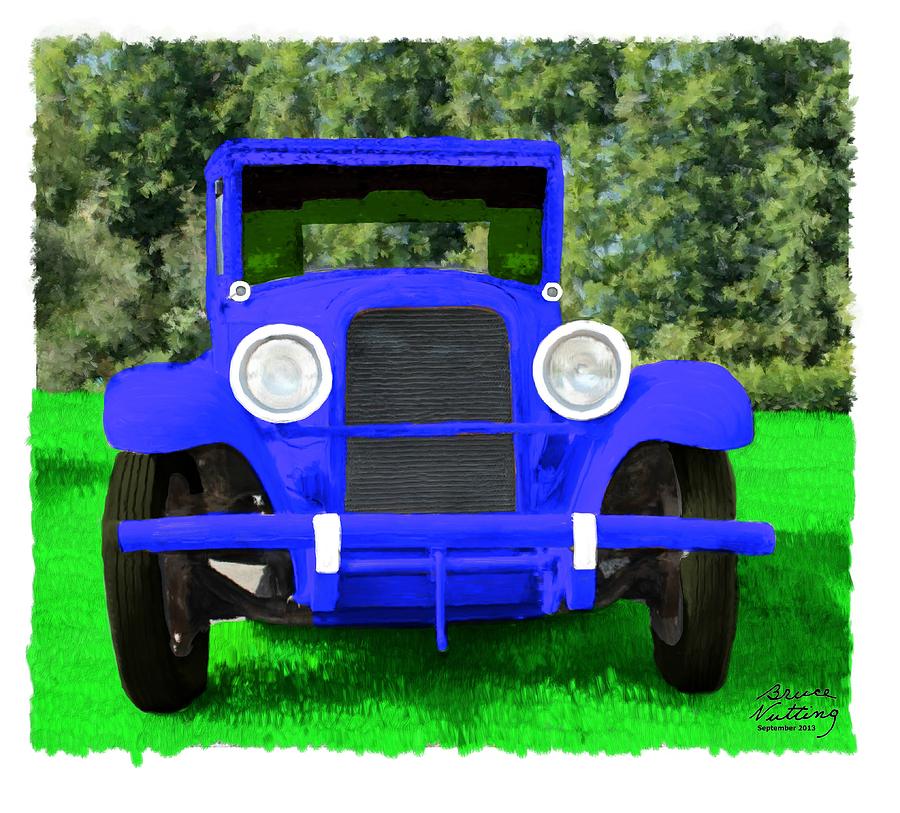 1928 Blue Car Painting by Bruce Nutting