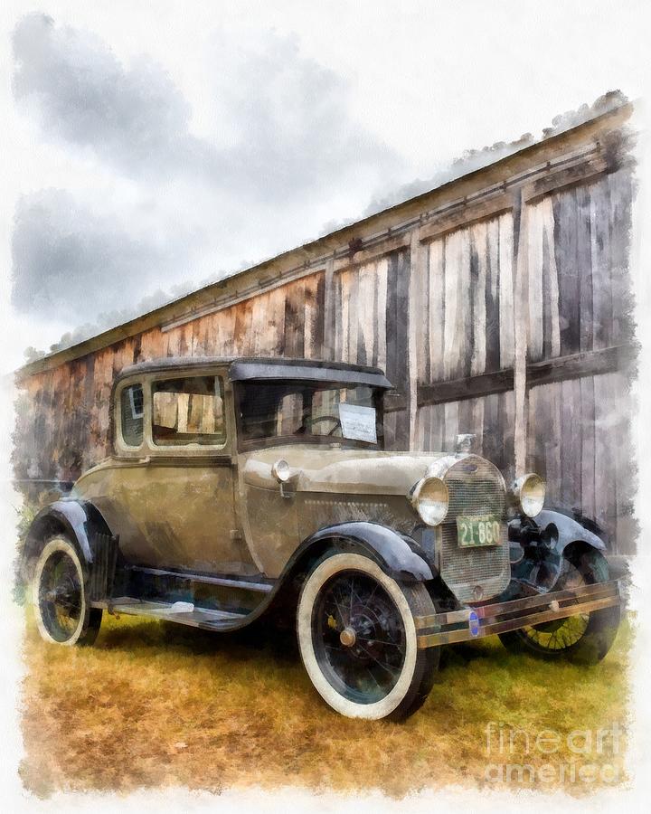 1928 Ford Model A Watercolor Photograph by Edward Fielding