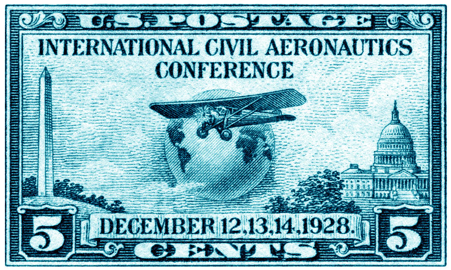 Vintage Painting - 1928 International Civil Aeronautics Stamp by Historic Image