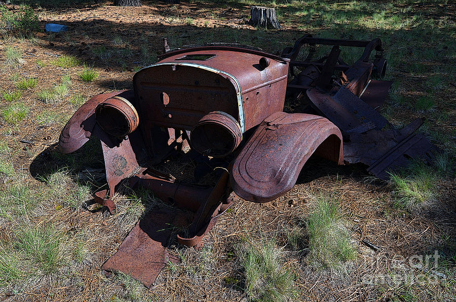 1928 Model A Ford Rusty Remnants Poster Edges Photograph by Shawn OBrien
