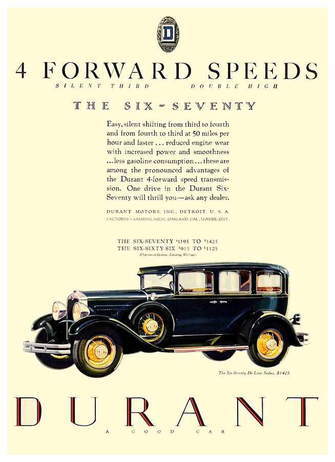 1929 - Durant Automobile Advertisement - Color Digital Art by John Madison