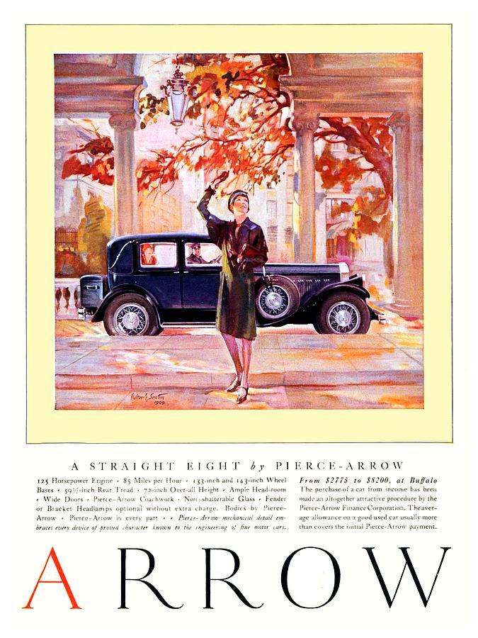 1929 - Pierce Arrow Straight 8 Automobile Advertisement - Color Digital Art by John Madison
