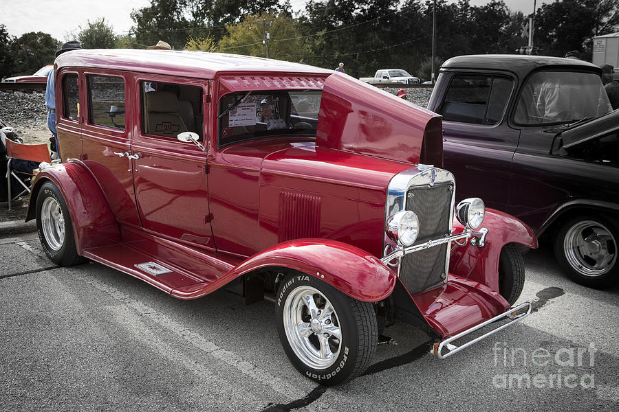 1929 Chevrolet Classic Car Automobile Color Red 3132.02 Photograph by M K Miller