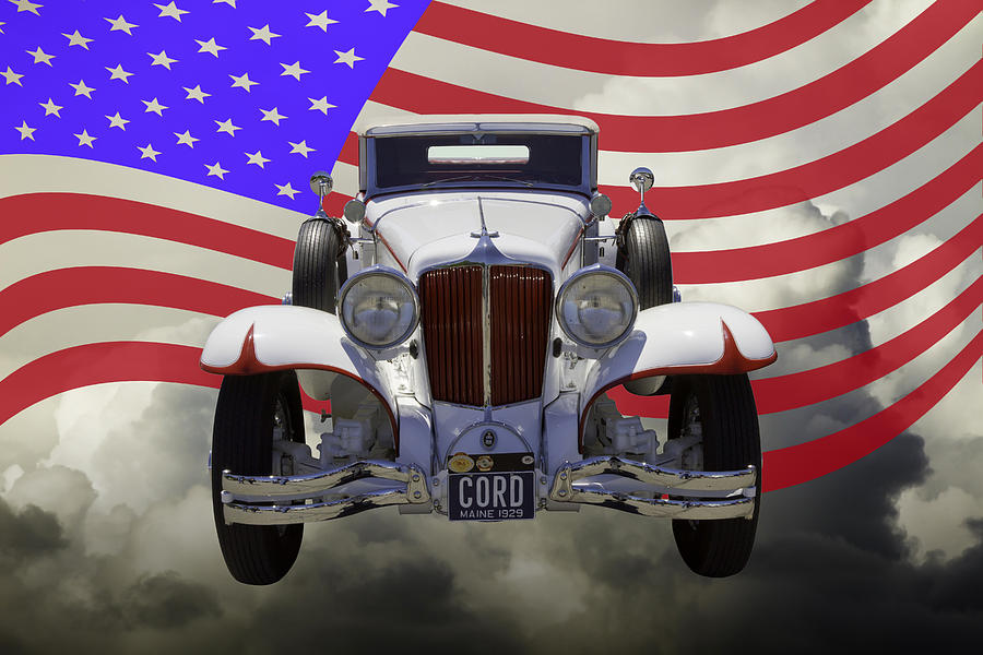 1929 Cord 6-29 Cabriolet Antique Car With American Flag Photograph by Keith Webber Jr