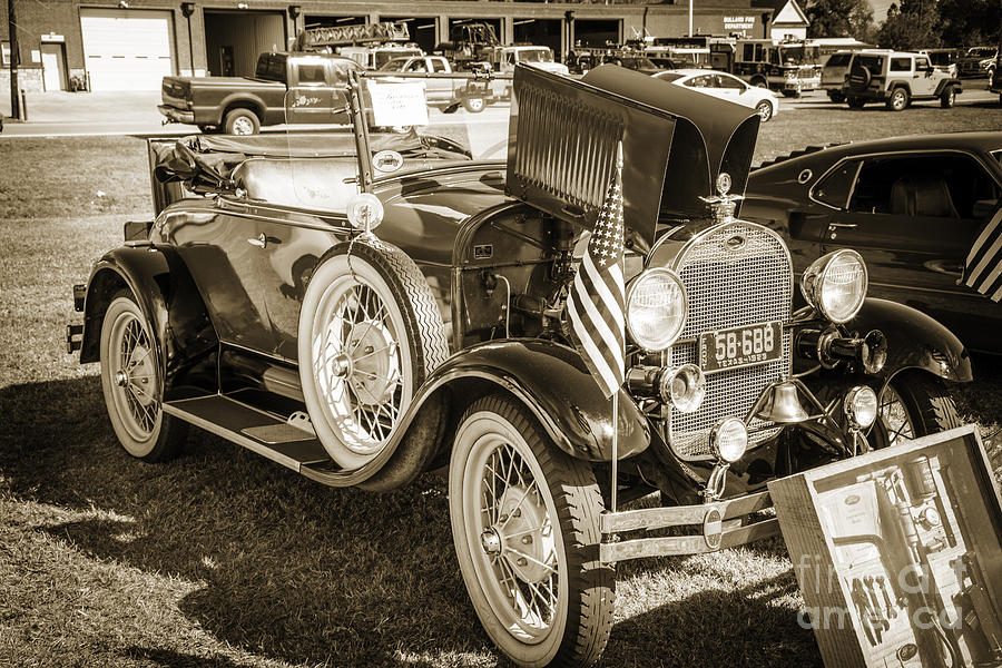 1929 Ford Classic Antique Automobile Car in Sepia  3053.01 Photograph by M K Miller