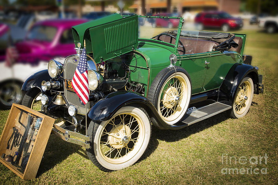 1929 Ford Classic Antique Automobile in Green Color  3052.02 Photograph by M K Miller