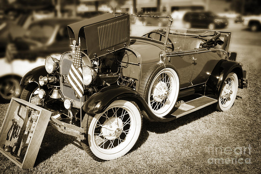 1929 Ford Classic Antique Automobile in Sepia  3052.01 Photograph by M K Miller
