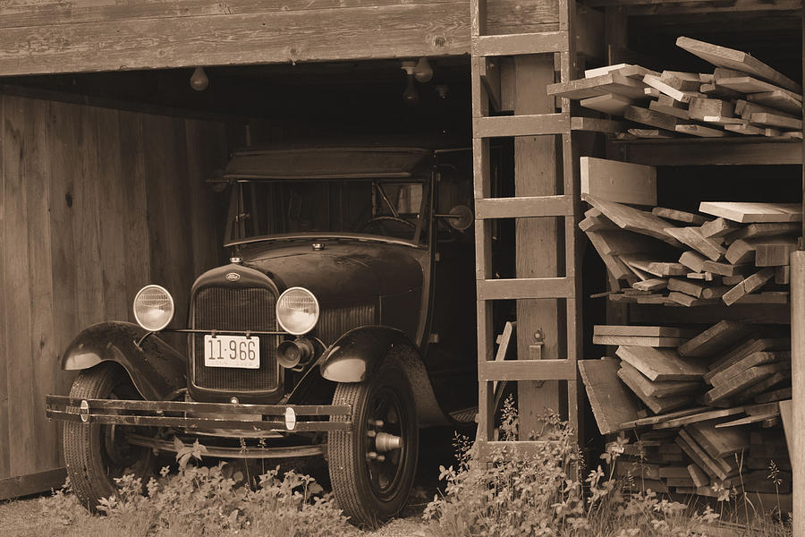 1929 Model-T in Barn Photograph by Nadalyn Larsen