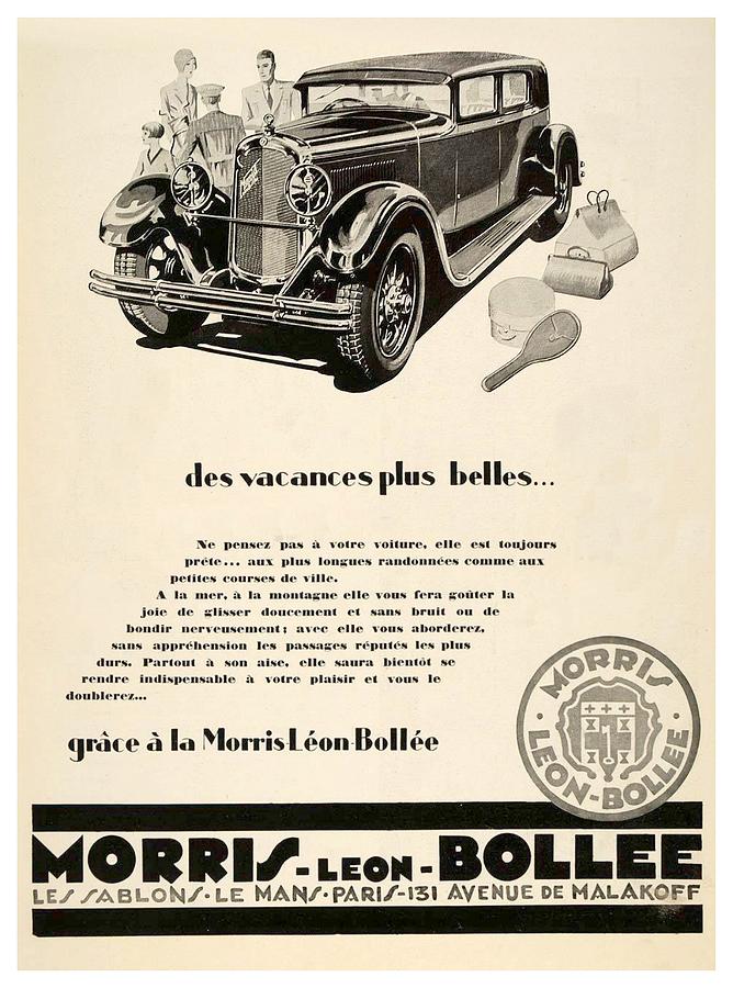 1929 - Morris Leon Bollee Automobile Advertisement Digital Art by John Madison