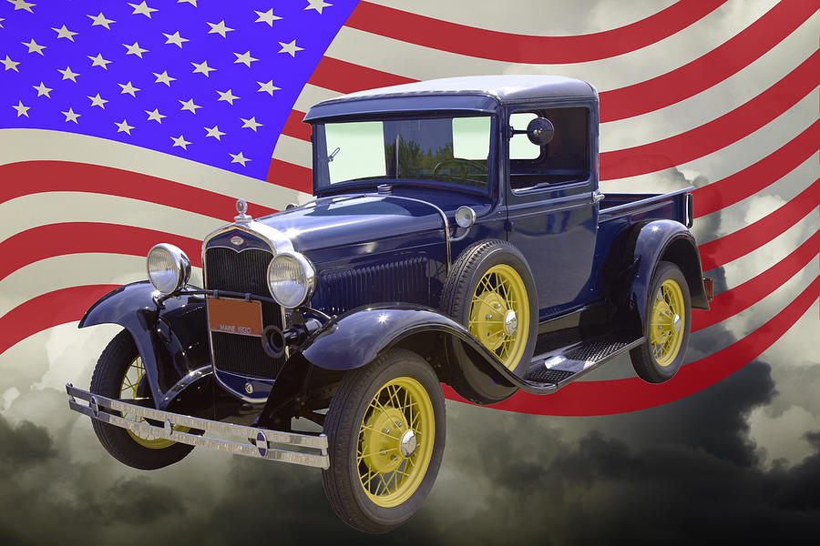 1930 Model A Ford Pickup Truck And American Flag Photograph by Keith Webber Jr
