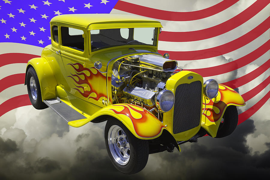 1930 Model A Hot Rod And American Flag Photograph by Keith Webber Jr