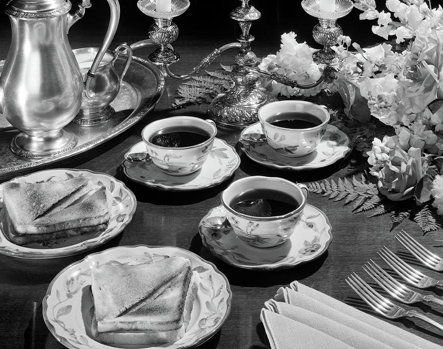 Black And White Photograph - 1930s 1940s 1950s Tea And Toast Formal by Vintage Images