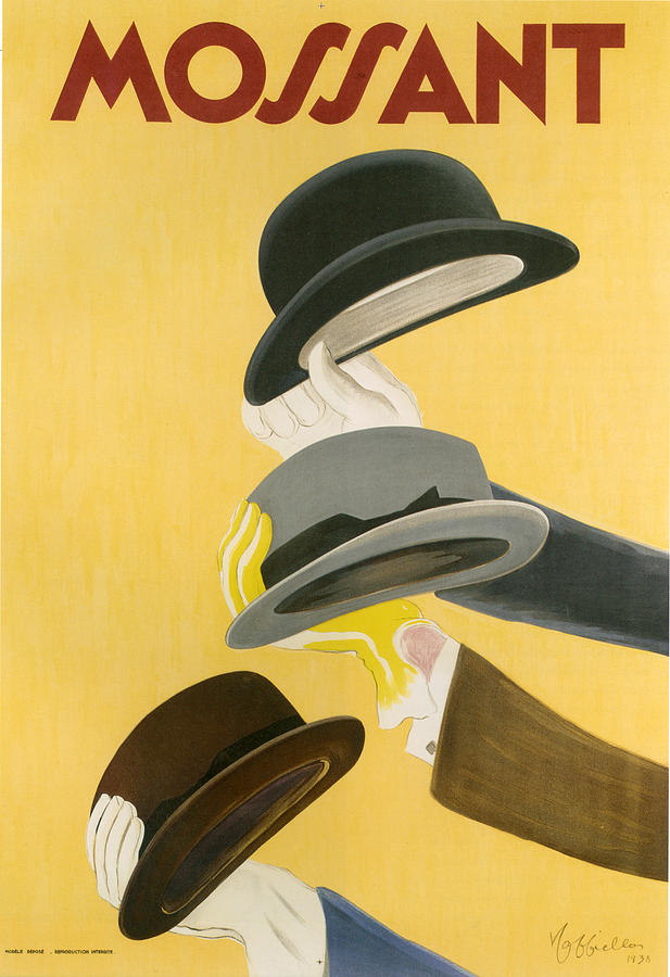 Hat Drawing - 1930s France Mossant Poster by The Advertising Archives