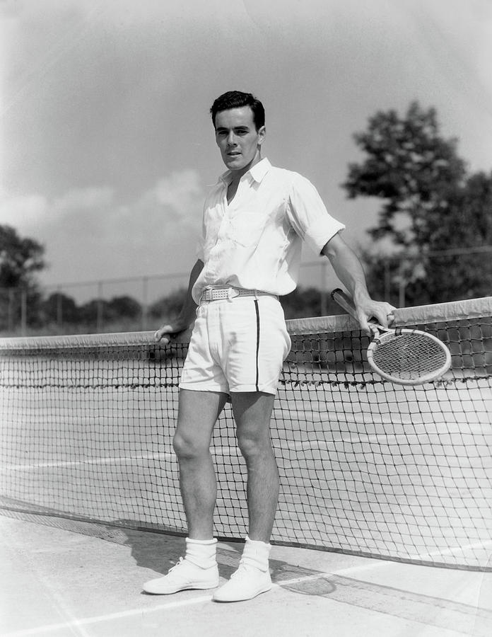 Black And White Photograph - 1930s Man Wearing Tennis Whites by Vintage Images