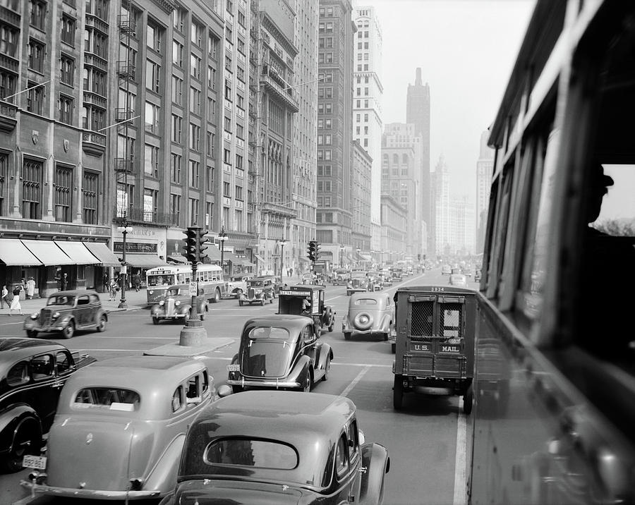 1930s Morning Traffic On Michigan Photograph by Vintage Images - Fine ...