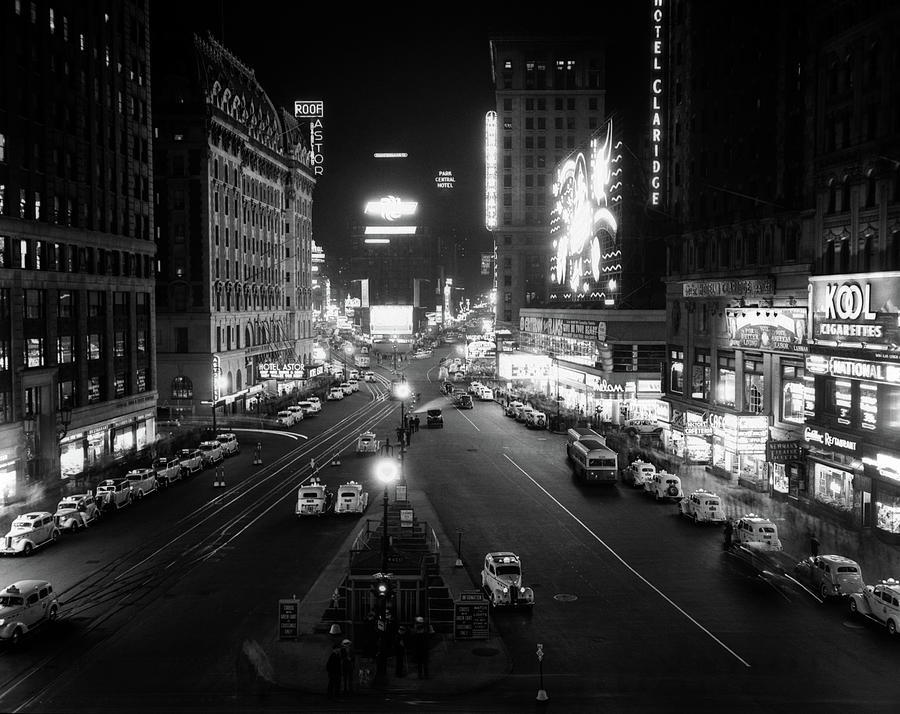 1930s Overhead Of Times Square Lit Photograph by Vintage Images 1930s Overhead Of Times Square Lit Photograph by Vintage Images