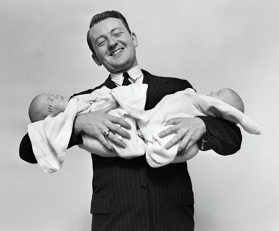 Horizontal Photograph - 1930s Proud Father Smiling Proudly by Vintage Images Horizontal Photograph - 1930s Proud Father Smiling Proudly by Vintage Images