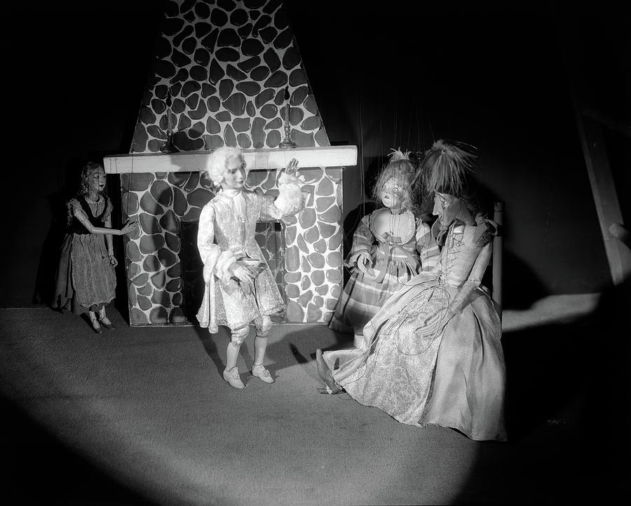 Black And White Photograph - 1930s Puppet Show Cinderella Prince by Vintage Images