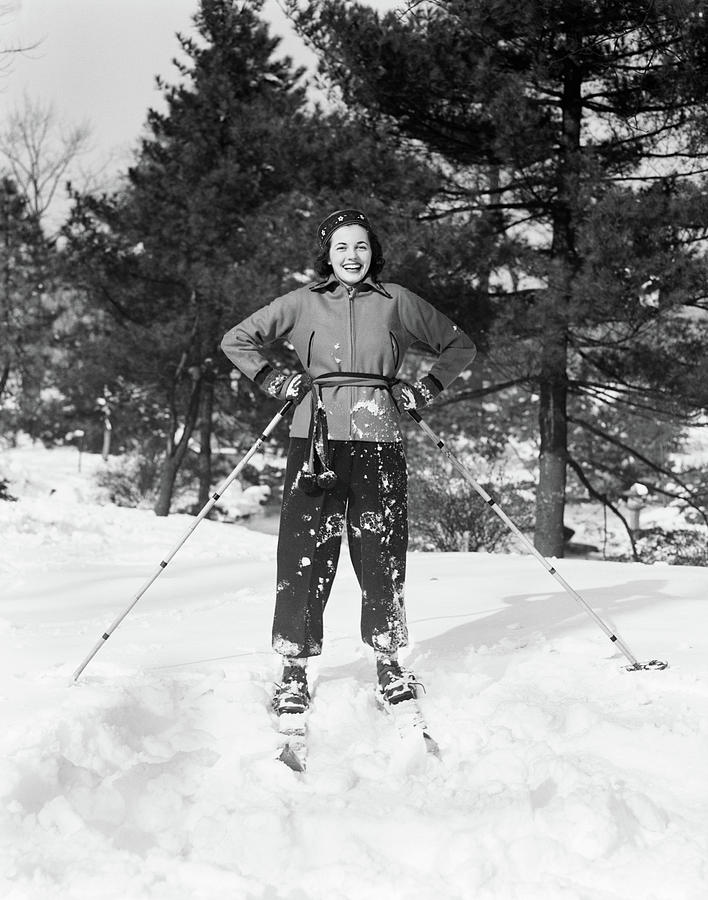 1930s Smiling Woman On Skis Hands Photograph by Vintage Images | Fine ...