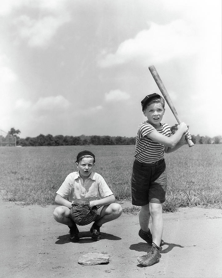 1930s Two Boys Batter And Catcher Photograph by Vintage Images - Fine ...