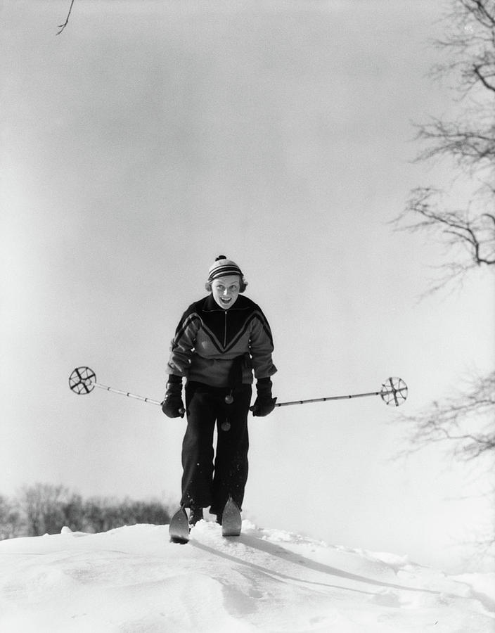 1930s Woman Holding Ski Poles Skiing Photograph by Vintage Images - Pixels