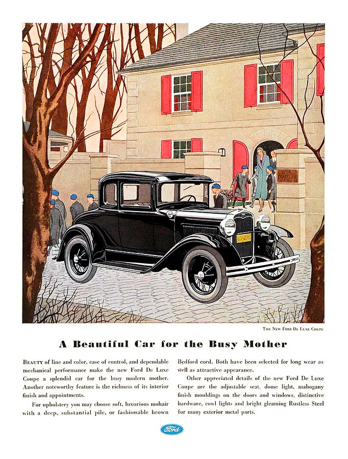 1931 - Ford Deluxe Coupe Automobile Advertisement - Color Digital Art by John Madison