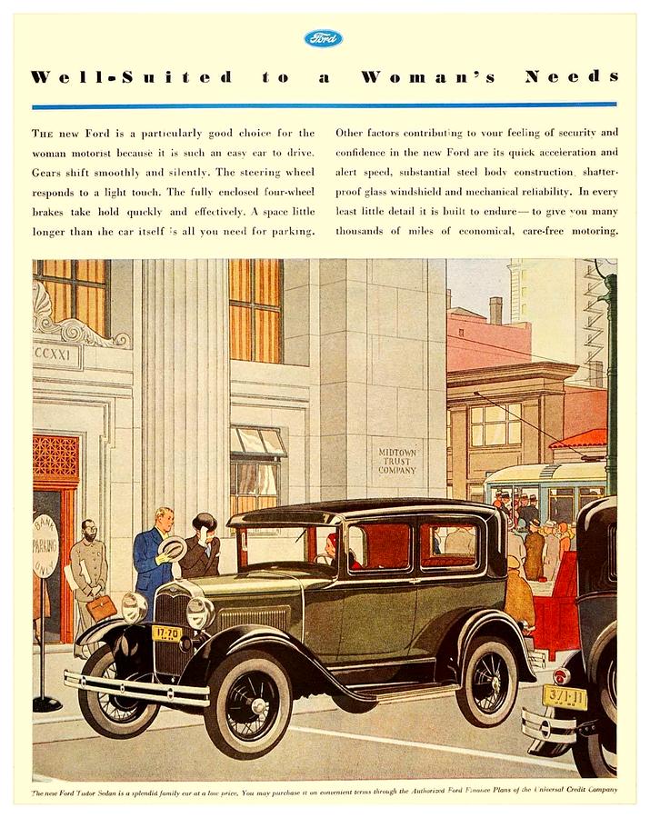 1931 - Ford Tudor Sedan Automobile Advertisement - Color Digital Art by John Madison