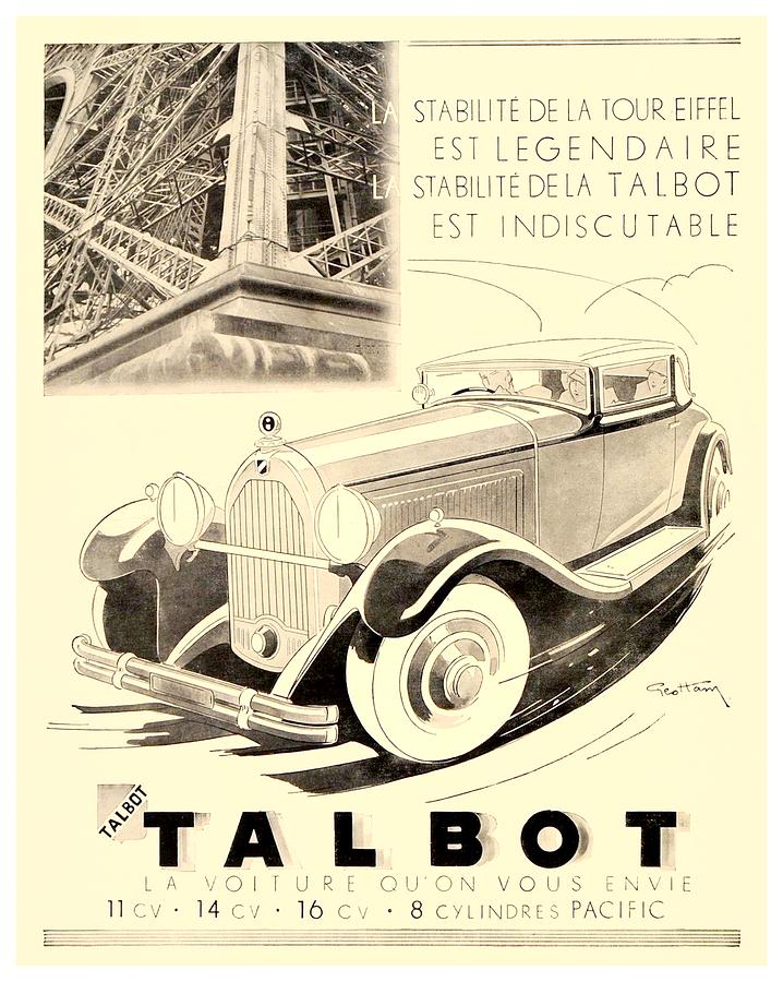 1931 - Talbot French Automobile Advertisement Digital Art by John Madison