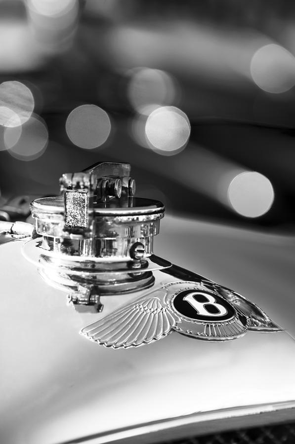 1931 Bentley 4.5 Liter Supercharged Le Mans Hood Emblem -1122BW Photograph by Jill Reger