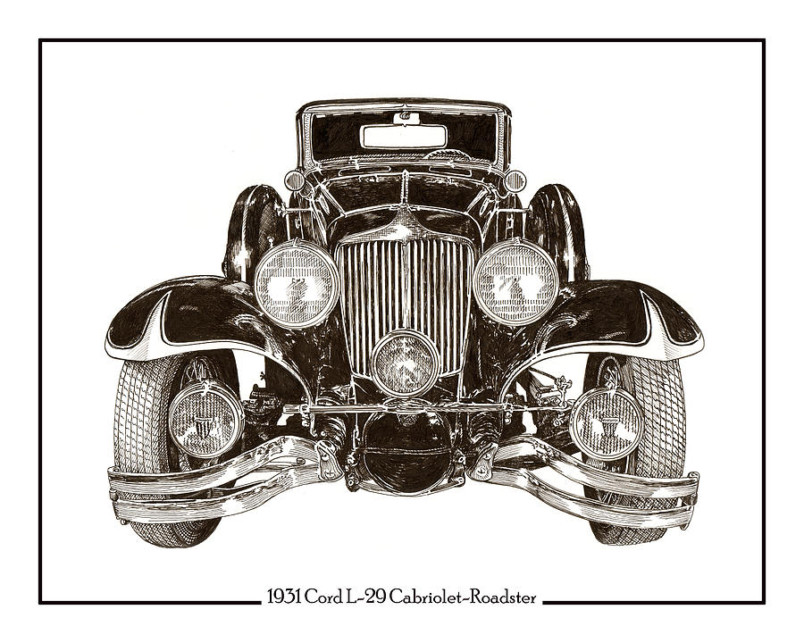 Cord L 29 Cabriolet 1931 Drawing by Jack Pumphrey