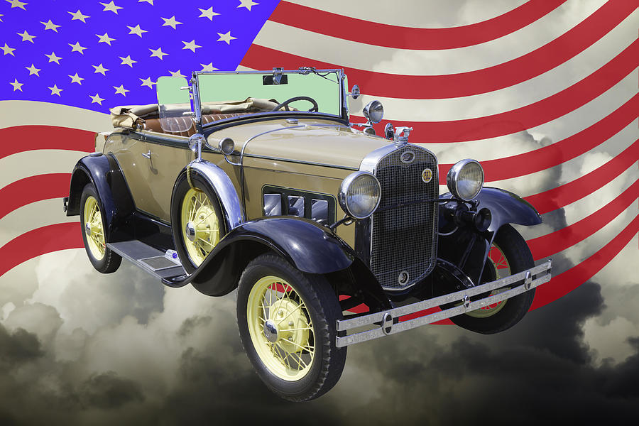 1931 Ford Model A Cabriolet And American Flag. Photograph by Keith Webber Jr