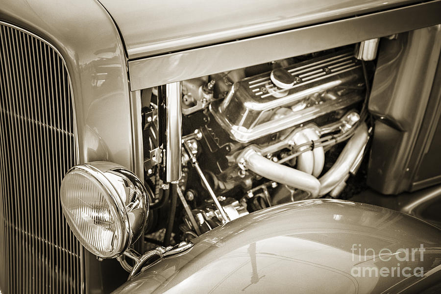1931 Ford Model A Engine Classic Car in Sepia 3213.01 Photograph by M K Miller