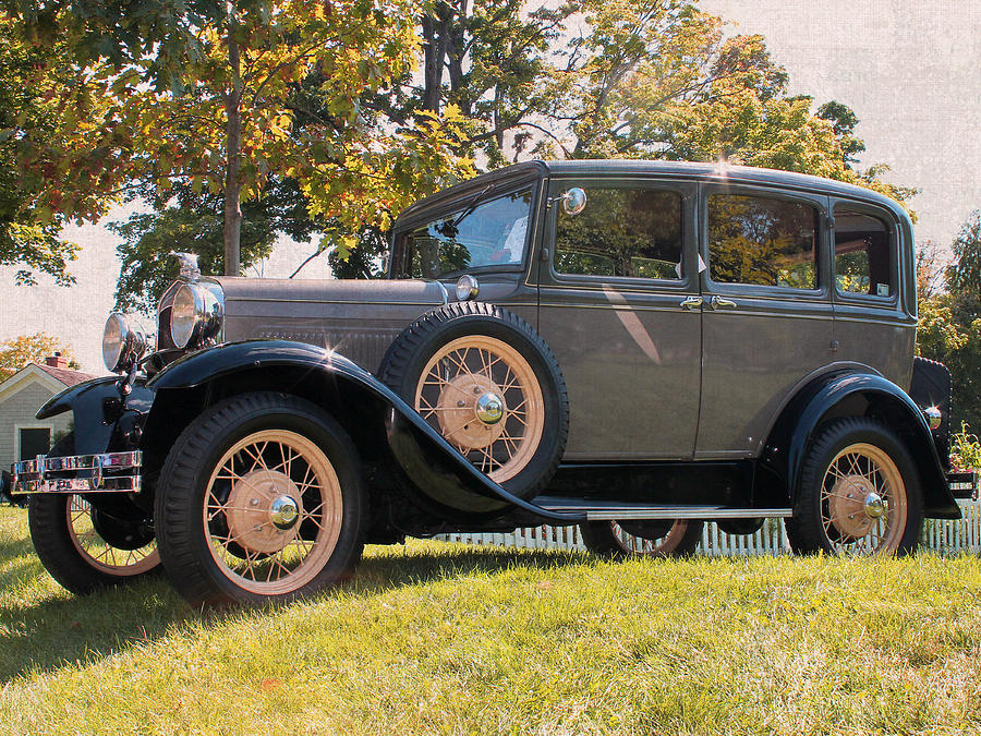 1931 Mixed Media - 1931 Ford Sedan on Hill at Greenfield Village in Dearborn Michigan by Design Turnpike