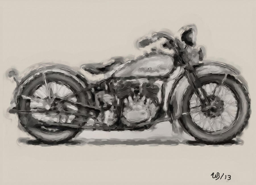 1931 Harley Model D Painting by Wayne Bonney