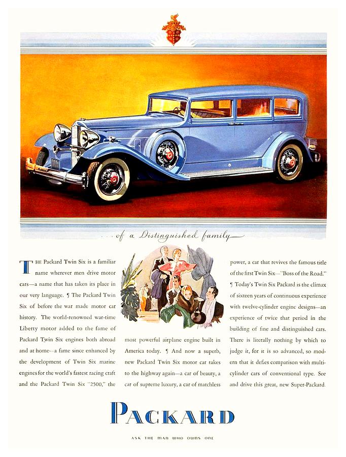 1932 - Packard Twin Six Sedan Automobile Advertisement - Color Digital Art by John Madison