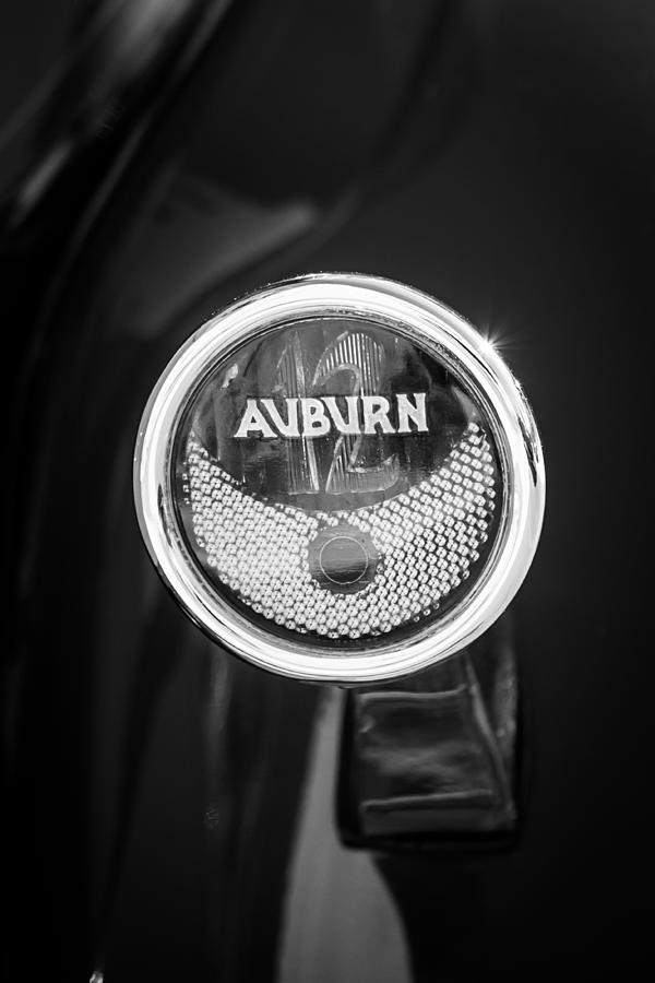 1932 Auburn Twelve Custom Phaeton Taillight Emblem -0649bw3 Photograph by Jill Reger