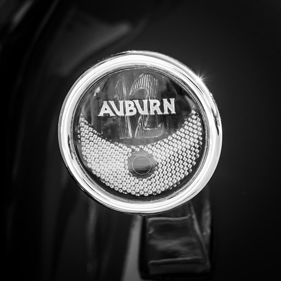 1932 Auburn Twelve Custom Phaeton Taillight Emblem -0649bw4 Photograph by Jill Reger