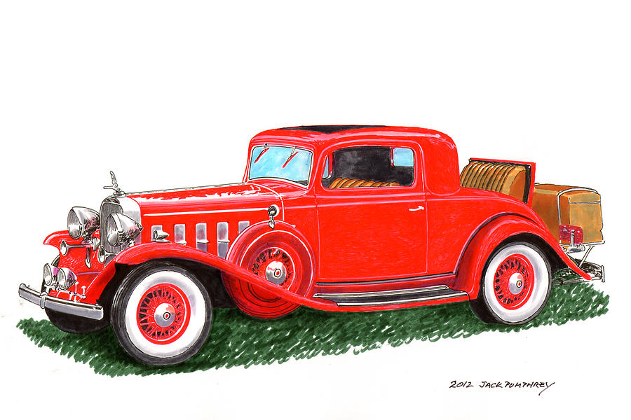 1932 Cadillac Rumbleseat Coupe Painting by Jack Pumphrey