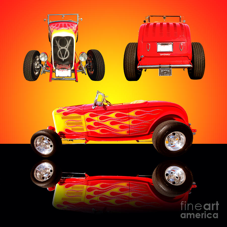 Car Photograph - 1932 Ford Flaming Hotrod by Jim Carrell