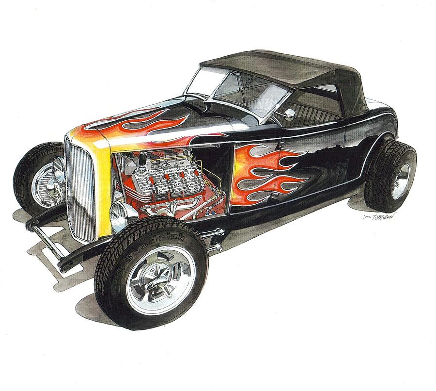 1932 Ford highboy Painting by Dave Tobaben | Pixels