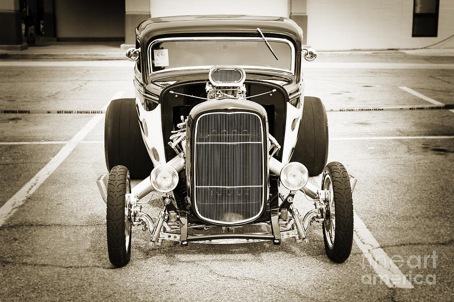 1932 Ford Highboy Front Grill Car Automobile in Sepia  3105.01 Photograph by M K Miller