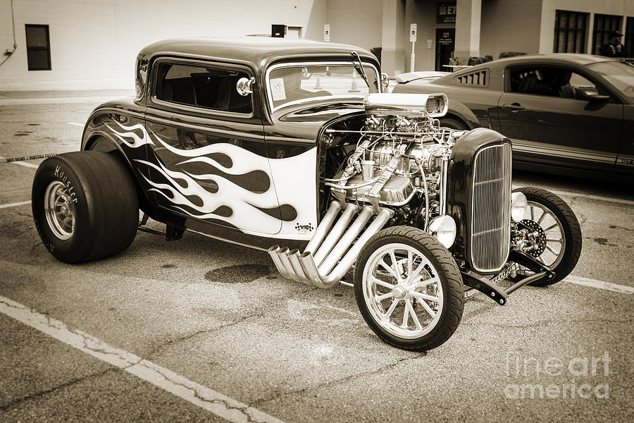 1932 Ford Highboy Streetrod Car Automobile in Sepia  3104.01 Photograph by M K Miller