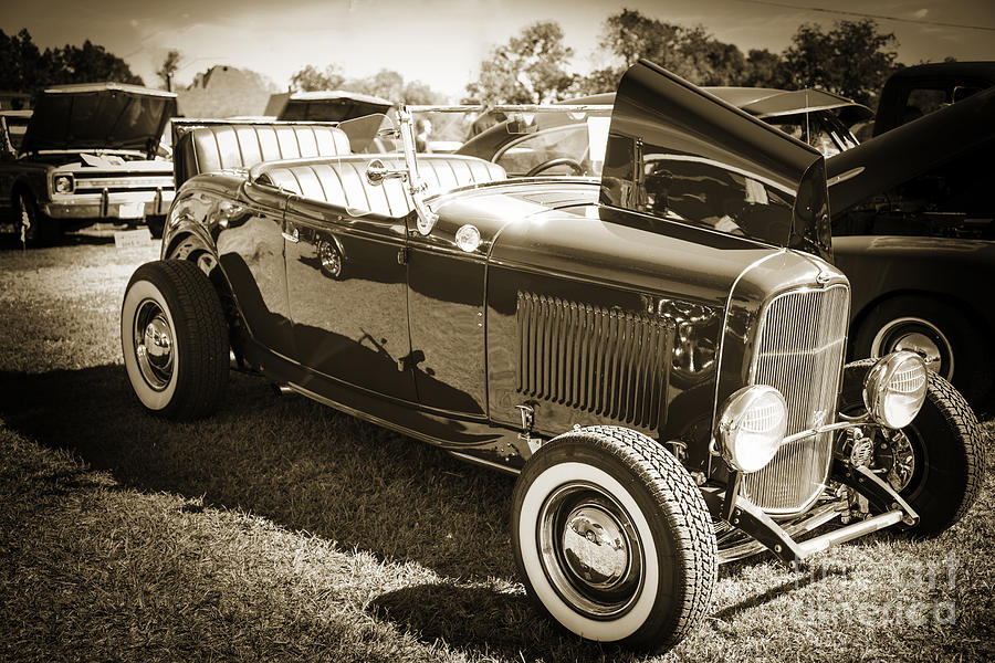 1932 Ford Roadster Automobile Classic Car in Sepia  3059.01 Photograph by M K Miller