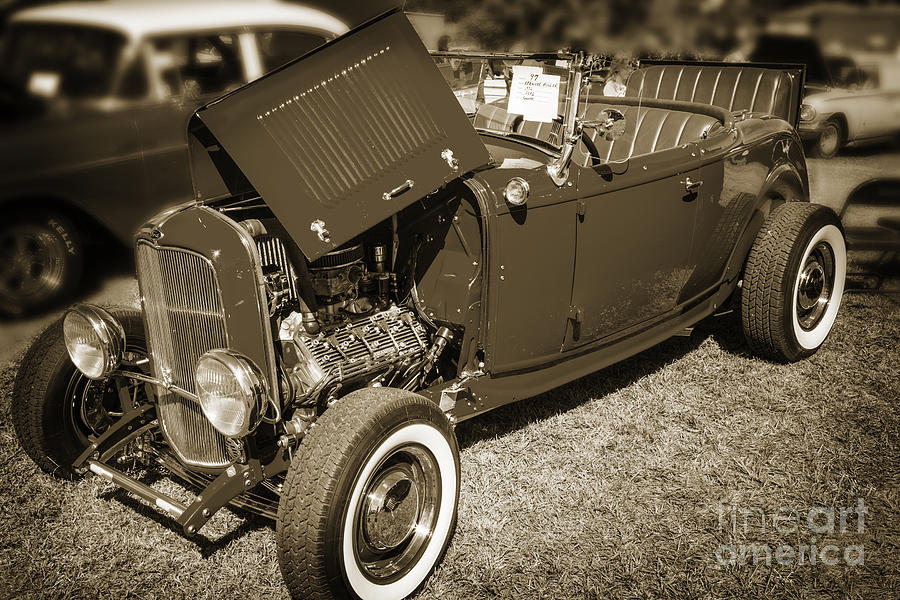 1932 Ford Roadster Classic Automobile Car in Sepia  3058.01 Photograph by M K Miller