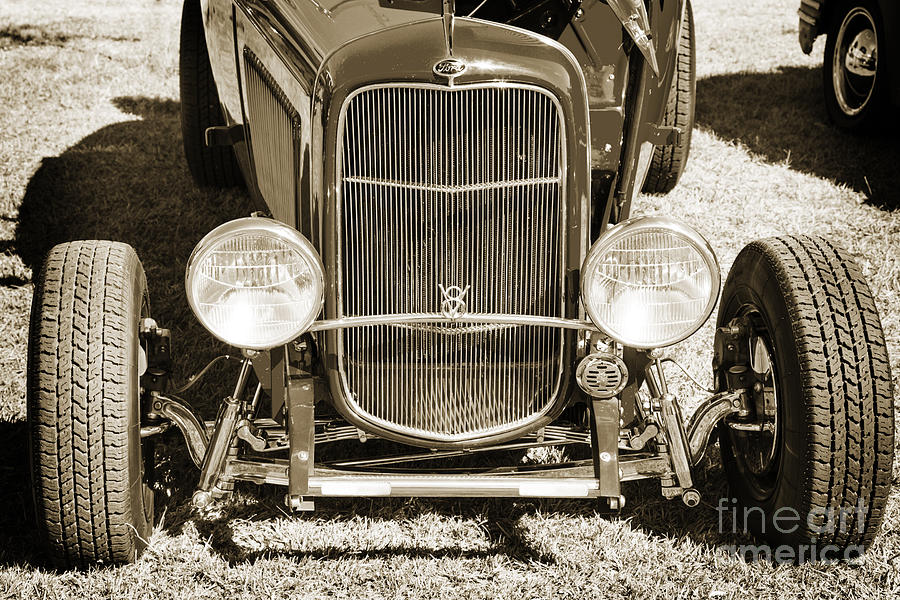 1932 Ford Roadster Front End Automobile Classic Car in Sepia  30 Photograph by M K Miller
