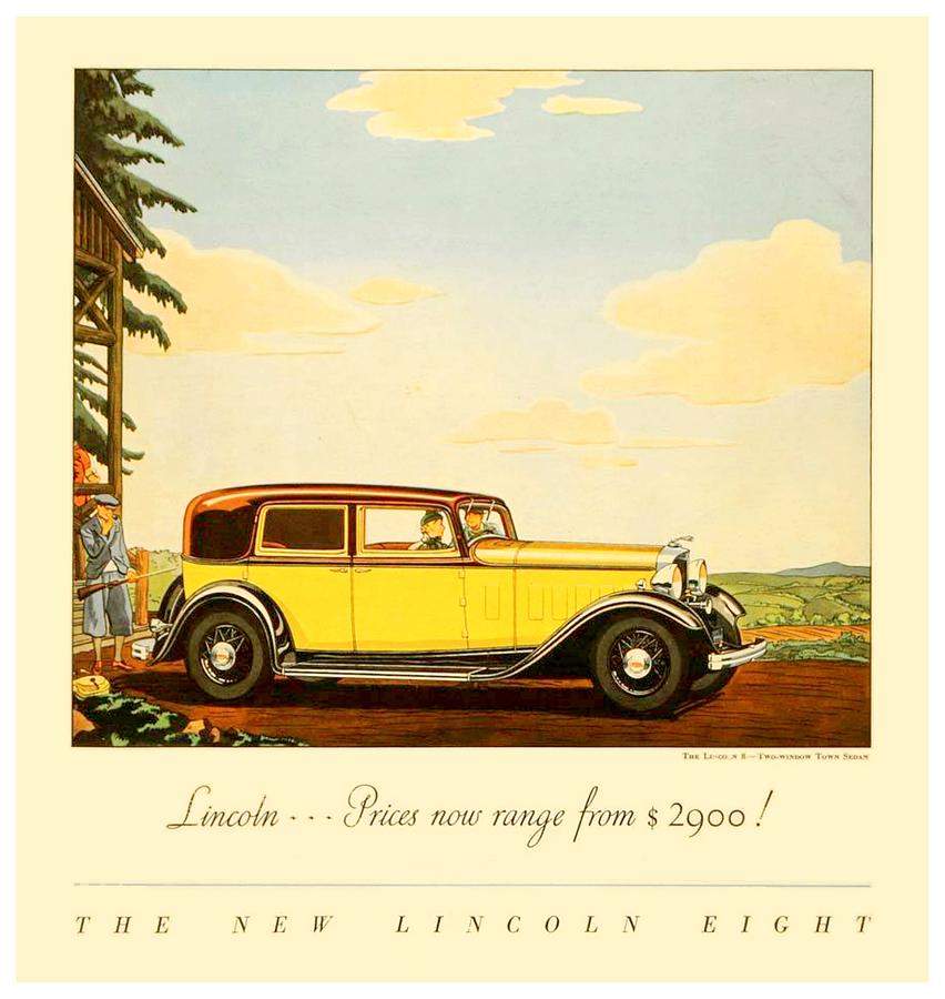 1932 - Lincoln Eight Automobile Adverstisement - Color Digital Art by John Madison