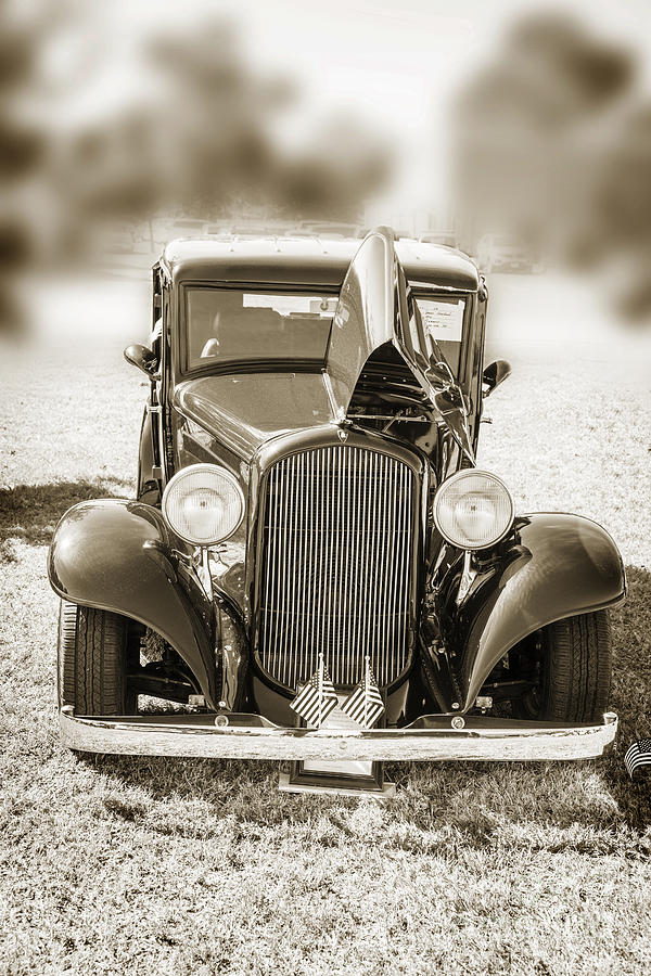 1932 Plymouth front view in Sepia 3044.01 Photograph by M K Miller