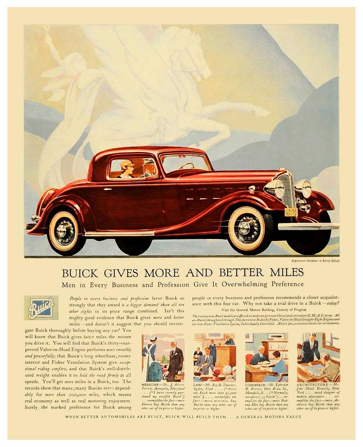 1933 - Buick Coupe Advertisement - Color Digital Art by John Madison